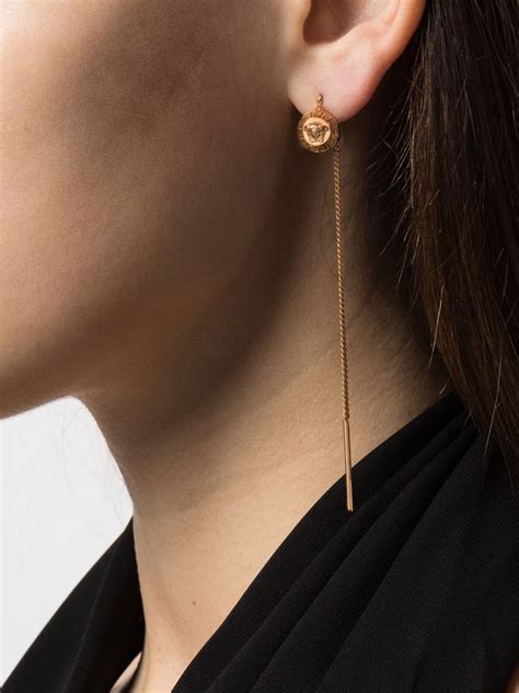 versace medusa chain drop earrings